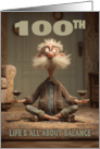100th Life’s About Balance Old Man Two Glasses of Red Wine card