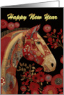 Chinese New Year Happy New Year Collage Horse In Gold and Red Effect card