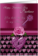 Partner Valentine’s Day With Key To My Heart Design card