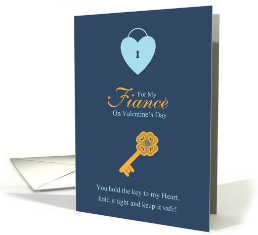 Fiance Stylish Valentine With Key And Heart Design card (1353132)