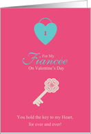 Fiancee Stylish Valentine With Key And Heart Design card