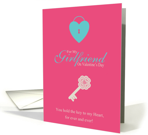 Girlfriend Stylish Valentine With Key And Heart Design card (1353140)