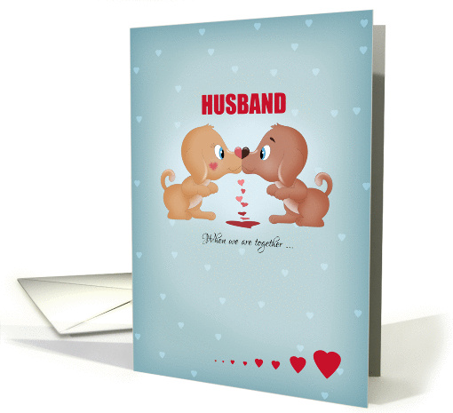 Husband Valentine's Day Kissing Dogs And Hearts card (1353234)