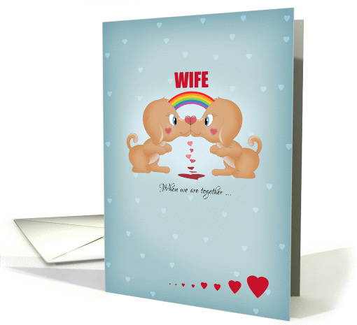 Wife Lesbian Valentine's Day Kissing Dogs And Hearts card (1353270)