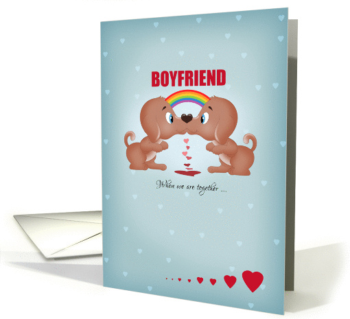 Boyfriend Gay Male Valentine's Day Kissing Dogs And Hearts card