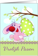 Easter Bunny & Giant Egg - Dutch - Vrolijk Pasen card