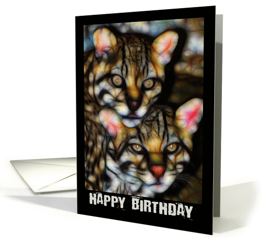 Jaguar Cubs Birthday Greeting Card Fractal Wire Frames card (1356692)