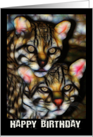 Jaguar Cubs Birthday Greeting Card Fractal Wire Frames card