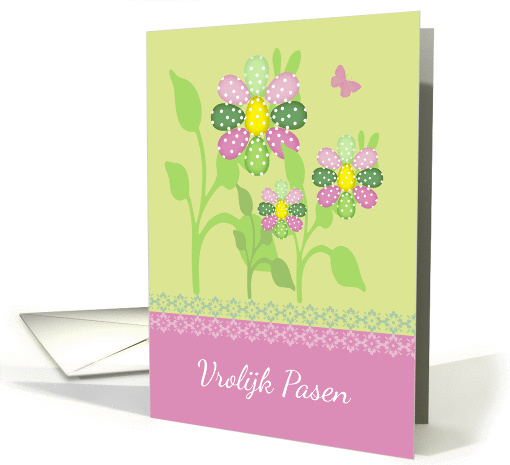 Easter Egg Flowers In Spring Colours - Dutch - Vrolijk Pasen card