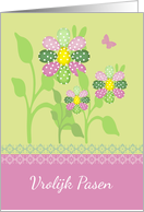 Easter Egg Flowers In Spring Colours - Dutch - Vrolijk Pasen card