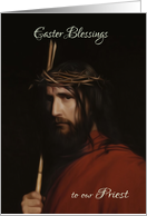 Priest - Depiction In Oil Of Jesus Christ - Easter Celebration card