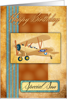 Son Biplane Aviation Pilot - Hand Made Effect card