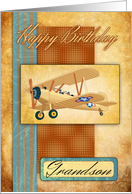 Grandson Biplane Aviation Pilot - Hand Made Effect card