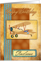 Godson Biplane Aviation Pilot - Hand Made Effect card