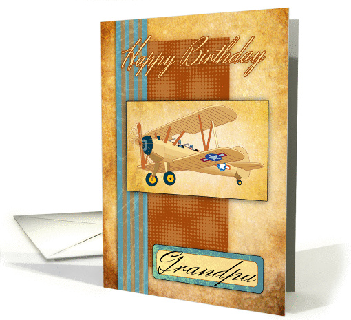 Grandpa Biplane Aviation Pilot - Hand Made Effect card (1359398)
