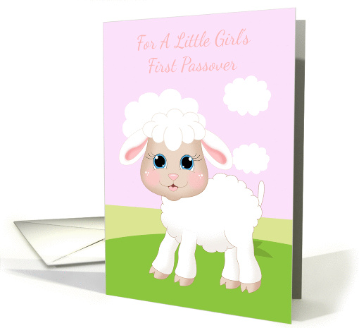 Baby Girl's First Passover With Little Lamp And Spring Flowers card