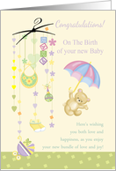 New Baby - Any Gender - With Cute Mobile And Teddy With Umbrella card