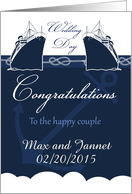 Custom Cruise Ship Wedding Congratulations Card With Nautical Elements card