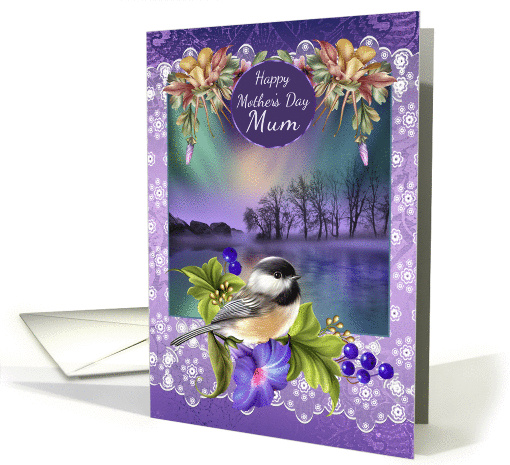 Mum Mother's Day, With Bird Flowers Lance And The Northern Lights card