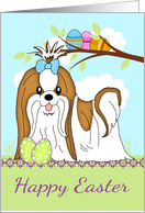 Easter With Little Shih Tzu And Easter Eggs card