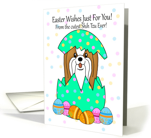 Easter With Little Shih Tzu And Easter Eggs card (1365452)