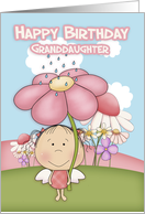 Granddaughter - Little Garden Fairy With Flowers card