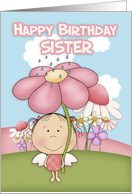 Sister, Little Garden Fairy With Flowers card