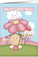 Birthday - Little Garden Fairy With Flowers card