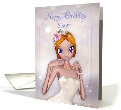 Sister With Fantasy Female In Cream Dress And Flowers card (1370498)