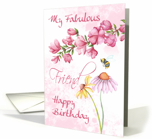 Fabulous Friend, Watercolor Floral Garden Scene With... (1370786)