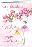 Fabulous Wife, Watercolor Floral Garden Scene With Grunge Background card