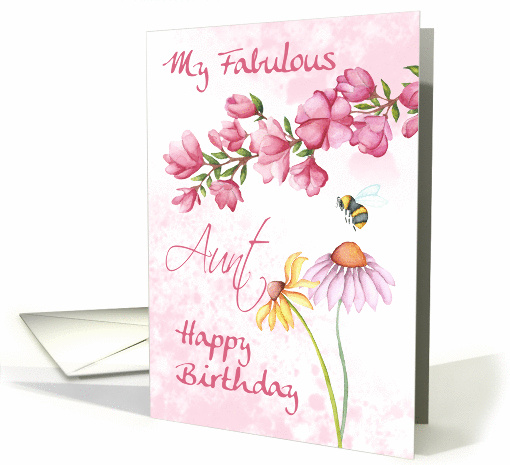 Fabulous Aunt, Watercolor Floral Garden Scene With Grunge... (1370908)