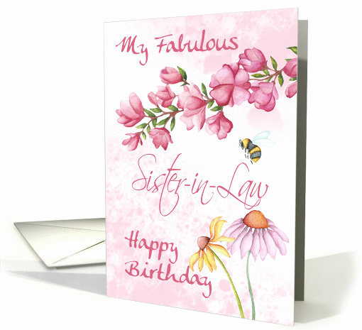 Sister-in-Law, Watercolor Floral Garden Scene With Grunge... (1370910)