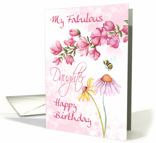 Daughter, Watercolor Floral Garden Scene With Grunge Background card