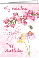 Daughter, Watercolor Floral Garden Scene With Grunge Background card