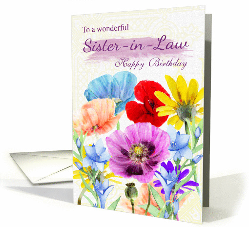 Sister-in-Law Watercolor Wild Flowers card (1371994)