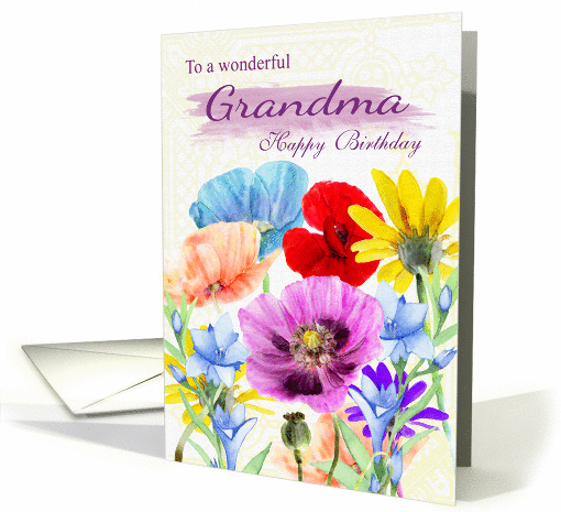Grandma Watercolor Wild Flowers card (1372360)