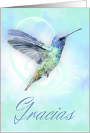 Thank You In Spanish - Watercolor Hummingbird Print card