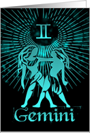Gemini, The Twins Zodiac Symbols With Blended Turquoise card