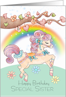 Sister Birthday With A Sweet Watercolor Prancing Pony card