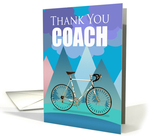 Bicycle Coach Thank You, Modern Landscape Vector Scenery card