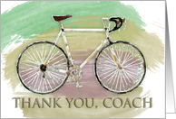 Bicycle Coach Thank You, Watercolor Drop Handlebar Bike card