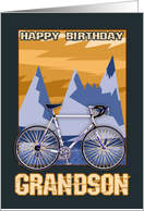 Grandson, Stylish Drop Handlebar Bicycle And Mountain Design card
