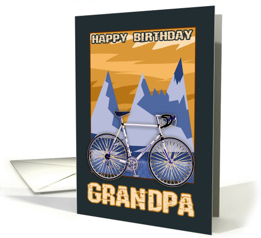 Grandpa, Stylish Drop Handlebar Bicycle And Mountain Design card