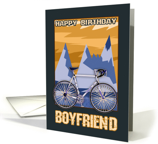 Boyfriend, Stylish Drop Handlebar Bicycle And Mountain Design card