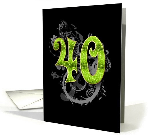Stylish 40th Birthday Number With Swirl Background On Black card