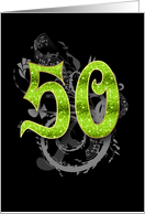 Stylish 50th Birthday Number With Swirl Background On Black5 card