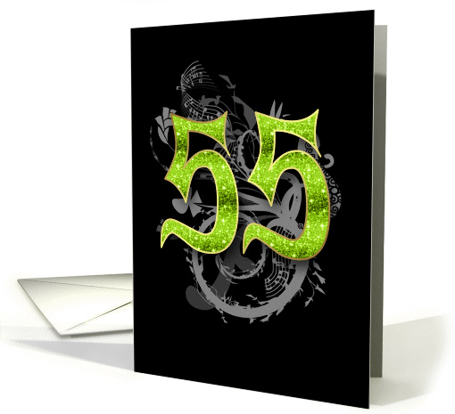Stylish 55th Birthday Number With Swirl Background On Black card