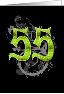Stylish 55th Birthday Number With Swirl Background On Black card
