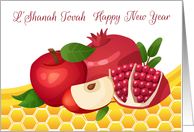 L’Shanah Tovah, Happy New Year Pomegranate, Apple & Honey card